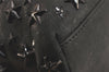 Authentic JIMMY CHOO Vintage Star Studs Leather Shoulder Tote Bag Black 3661K