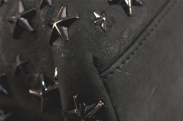 Authentic JIMMY CHOO Vintage Star Studs Leather Shoulder Tote Bag Black 3661K