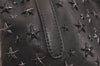 Authentic JIMMY CHOO Vintage Star Studs Leather Shoulder Tote Bag Black 3661K