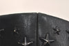 Authentic JIMMY CHOO Vintage Star Studs Leather Shoulder Tote Bag Black 3661K