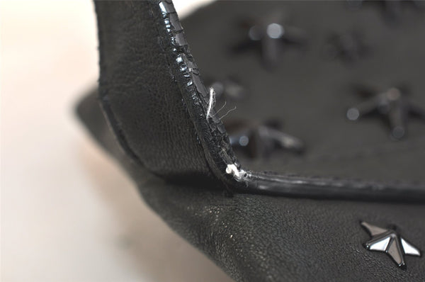 Authentic JIMMY CHOO Vintage Star Studs Leather Shoulder Tote Bag Black 3661K