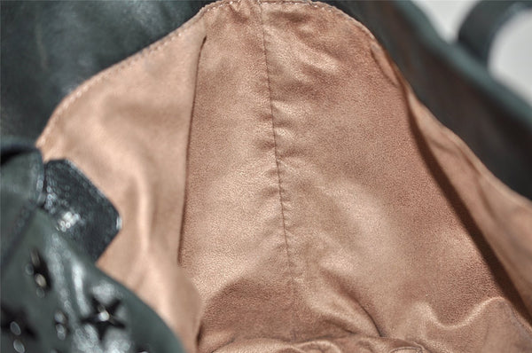 Authentic JIMMY CHOO Vintage Star Studs Leather Shoulder Tote Bag Black 3661K