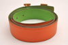 Authentic HERMES Constance Leather Belt Size 72cm 28.3" Orange Green 3663J