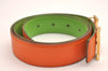 Authentic HERMES Constance Leather Belt Size 72cm 28.3" Orange Green 3663J