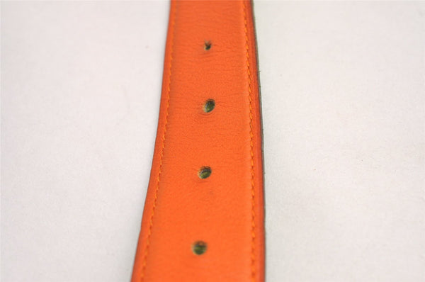 Authentic HERMES Constance Leather Belt Size 72cm 28.3" Orange Green 3663J