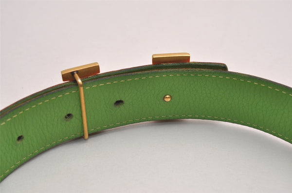 Authentic HERMES Constance Leather Belt Size 72cm 28.3" Orange Green 3663J