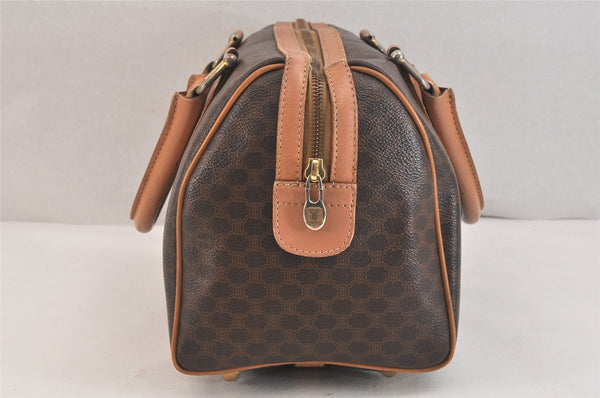 Authentic CELINE Macadam Blason Pattern Hand Boston Bag PVC Leather Brown 3663K
