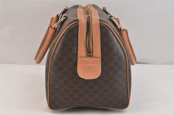 Authentic CELINE Macadam Blason Pattern Hand Boston Bag PVC Leather Brown 3663K