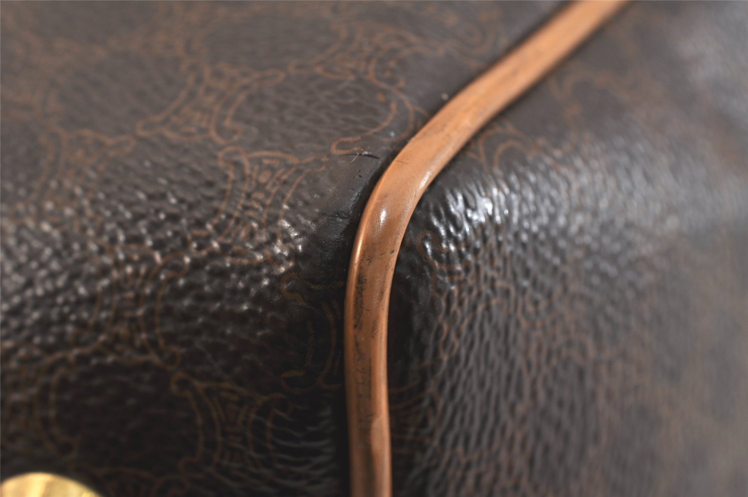 Authentic CELINE Macadam Blason Pattern Hand Boston Bag PVC Leather Brown 3663K