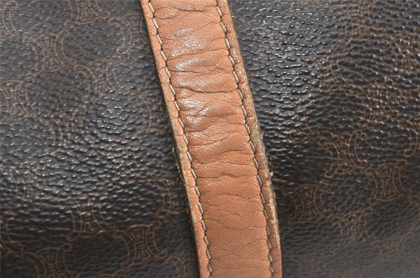Authentic CELINE Macadam Blason Pattern Hand Boston Bag PVC Leather Brown 3663K