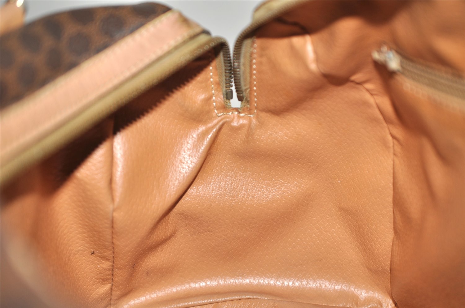 Authentic CELINE Macadam Blason Pattern Hand Boston Bag PVC Leather Brown 3663K