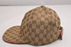 Authentic GUCCI Web Sherry Line Cap GG Canvas Leather Size L Brown 3664J