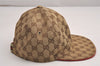 Authentic GUCCI Web Sherry Line Cap GG Canvas Leather Size L Brown 3664J