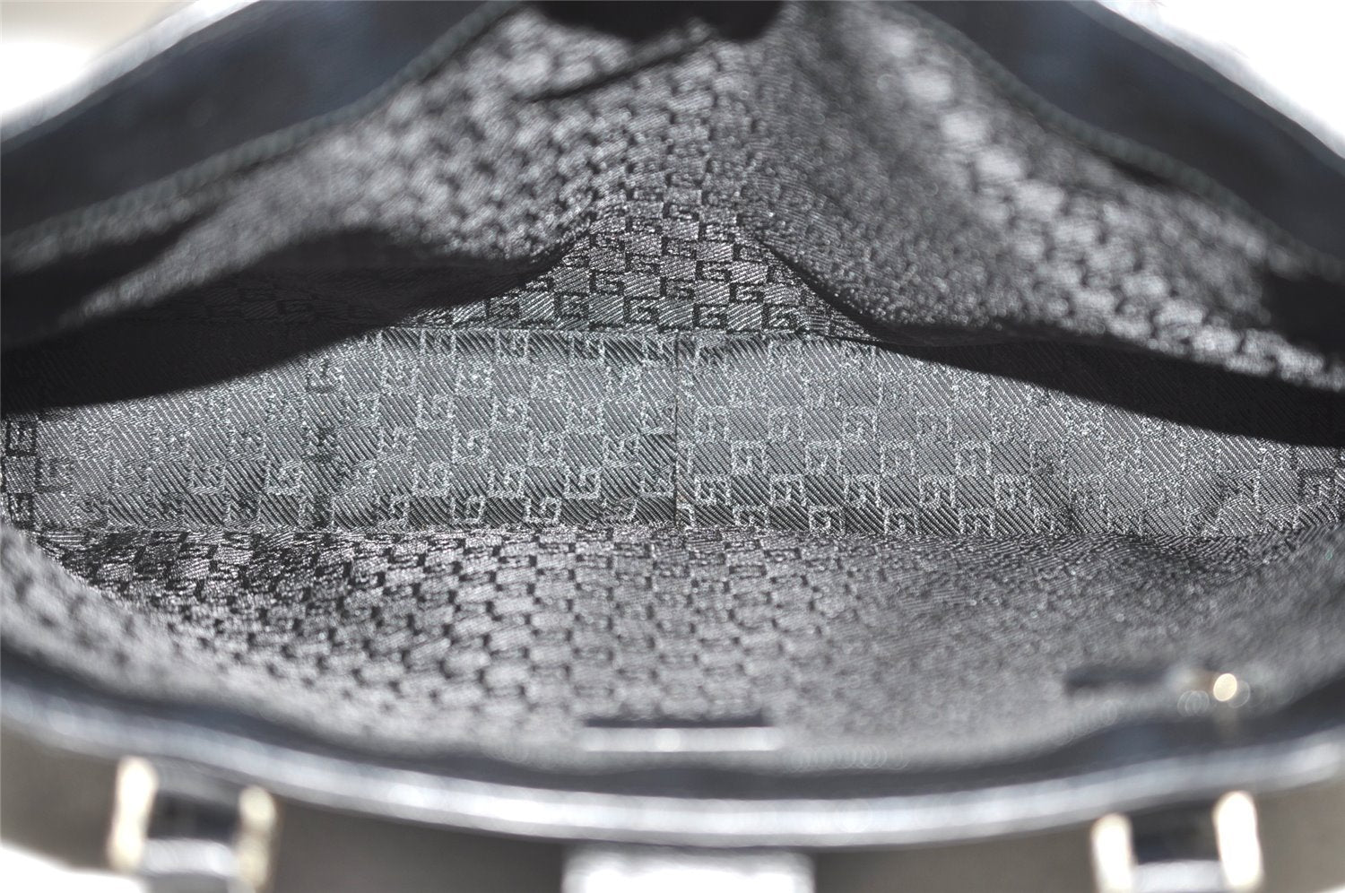 Authentic GUCCI Vintage Shoulder Tote Bag Canvas Leather 0021109 Black 3665I