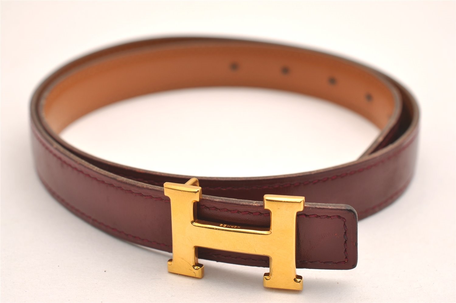 Auth HERMES Mini Constance Leather Belt 58-66cm 22.8-26