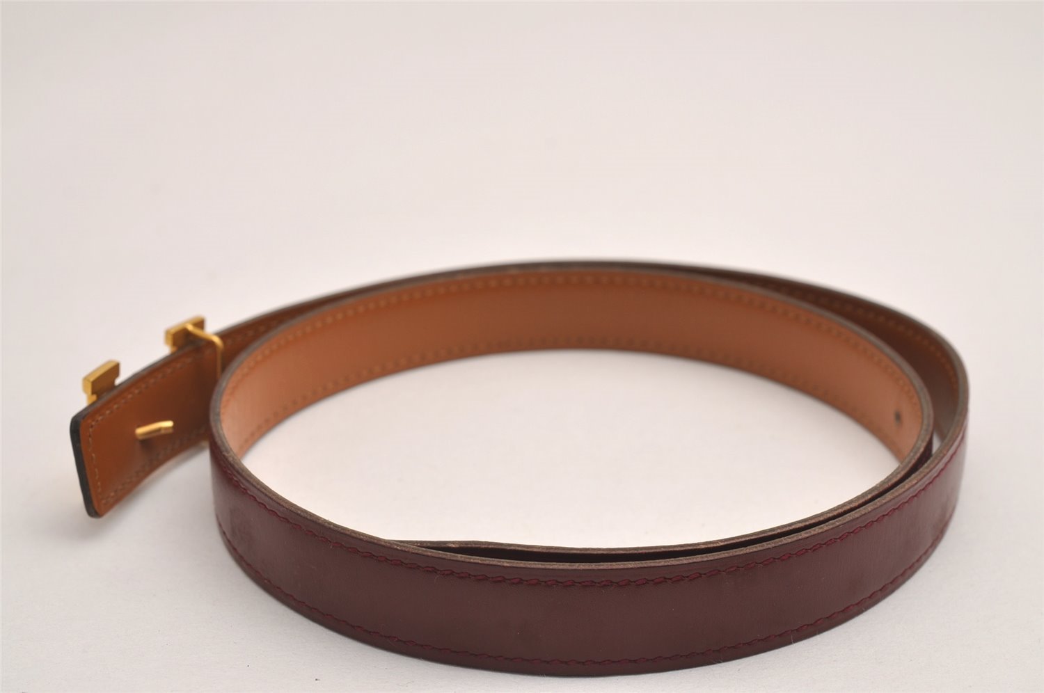 Auth HERMES Mini Constance Leather Belt 58-66cm 22.8-26