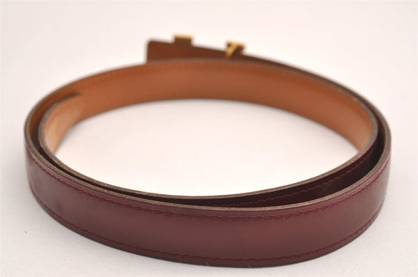 Auth HERMES Mini Constance Leather Belt 58-66cm 22.8-26" Bordeaux Brown 3665J