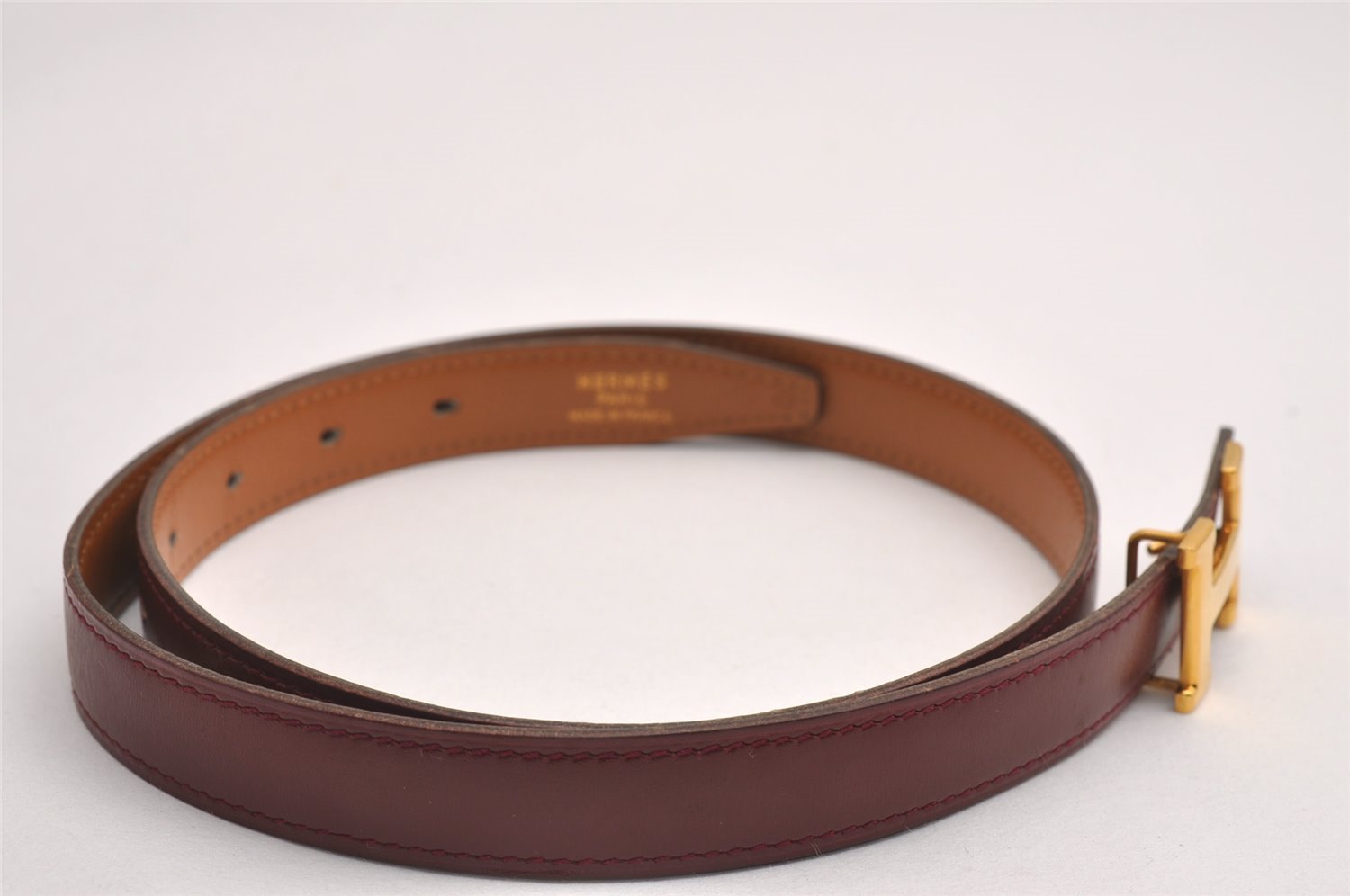 Auth HERMES Mini Constance Leather Belt 58-66cm 22.8-26