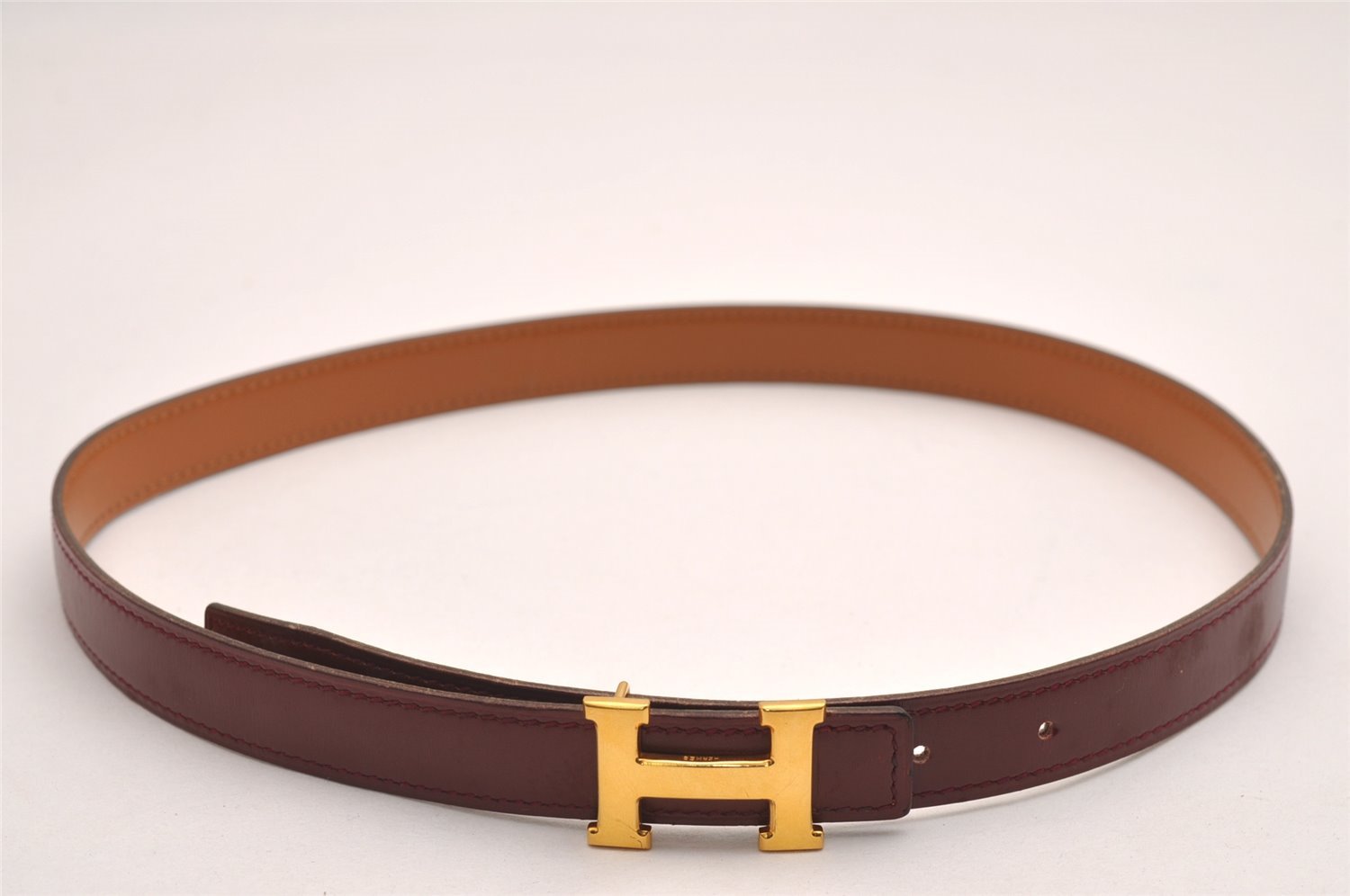 Auth HERMES Mini Constance Leather Belt 58-66cm 22.8-26