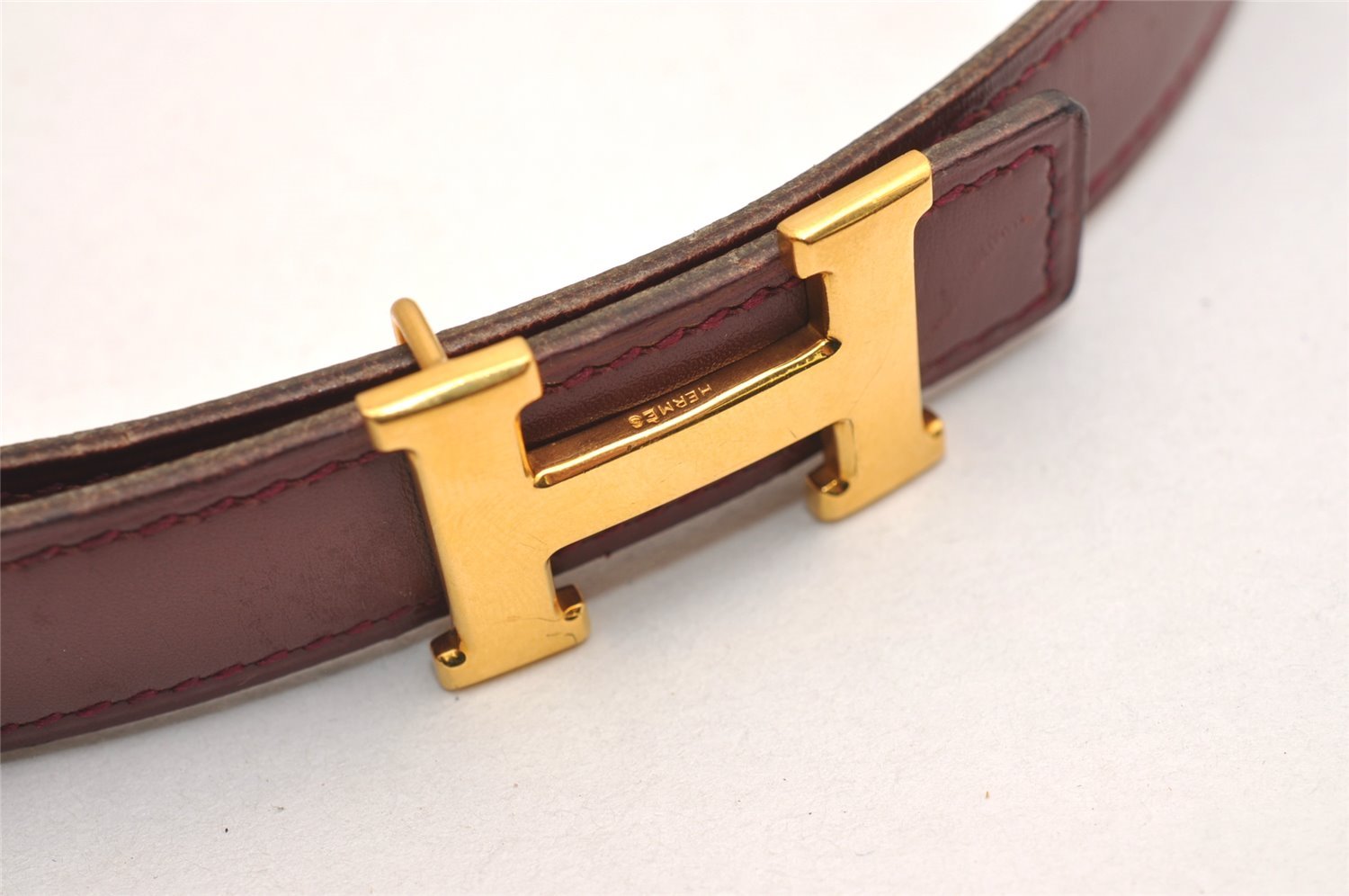 Auth HERMES Mini Constance Leather Belt 58-66cm 22.8-26