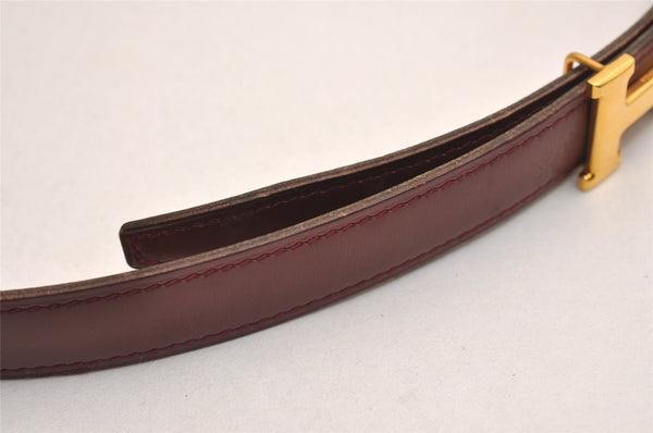 Auth HERMES Mini Constance Leather Belt 58-66cm 22.8-26" Bordeaux Brown 3665J