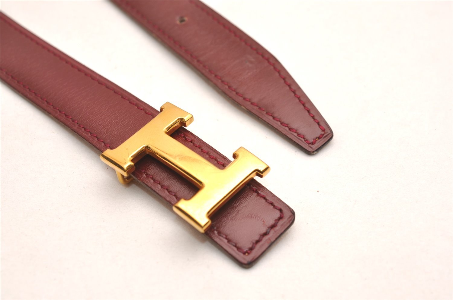 Auth HERMES Mini Constance Leather Belt 58-66cm 22.8-26