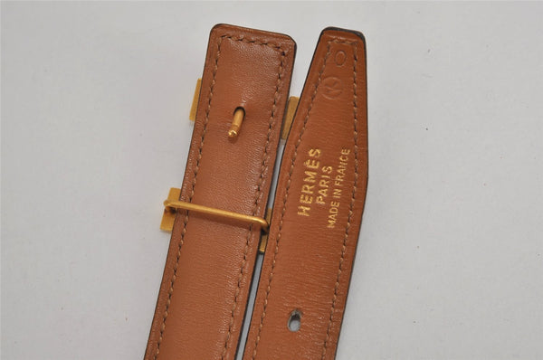 Auth HERMES Mini Constance Leather Belt 58-66cm 22.8-26" Bordeaux Brown 3665J