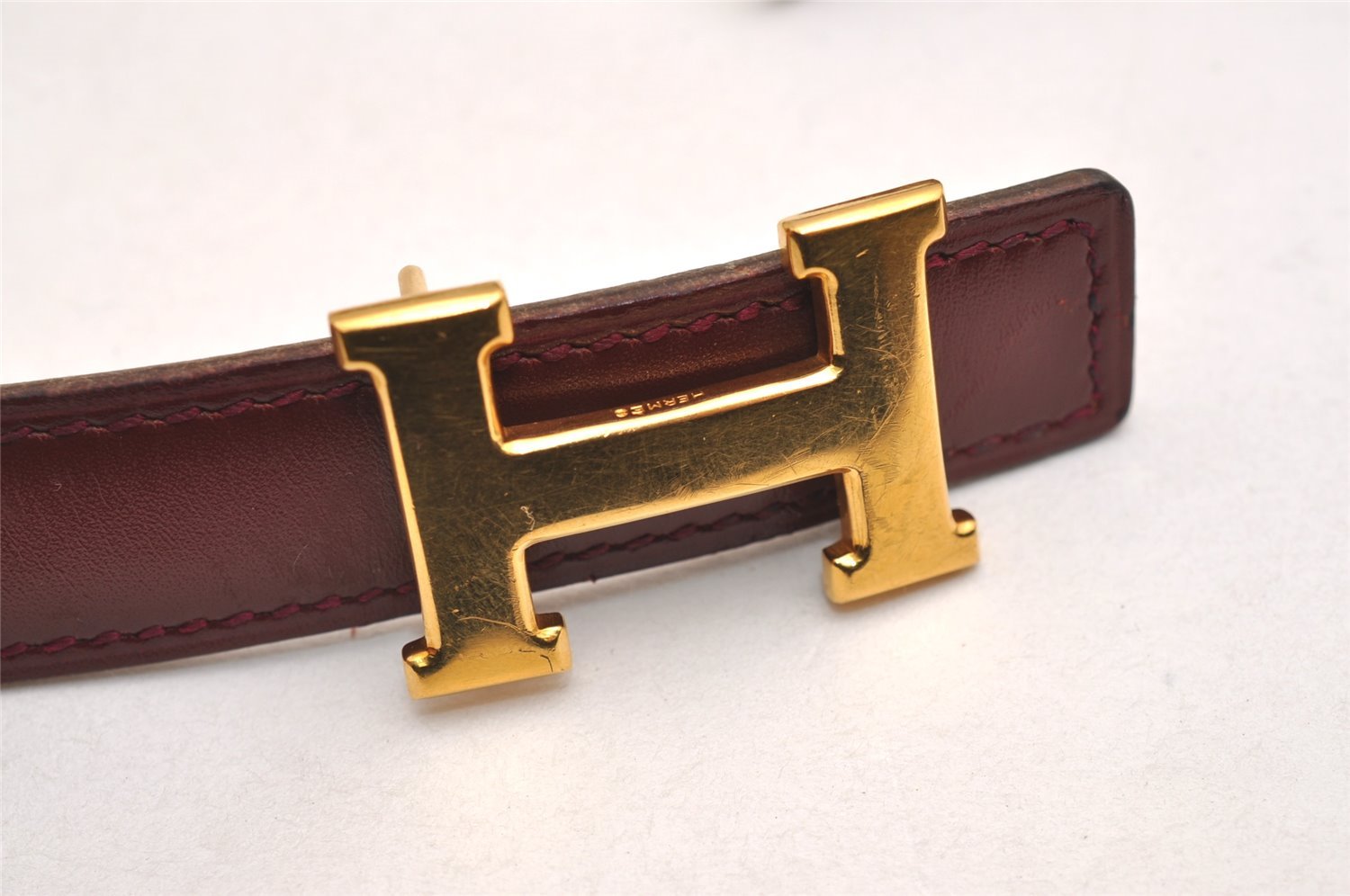 Auth HERMES Mini Constance Leather Belt 58-66cm 22.8-26