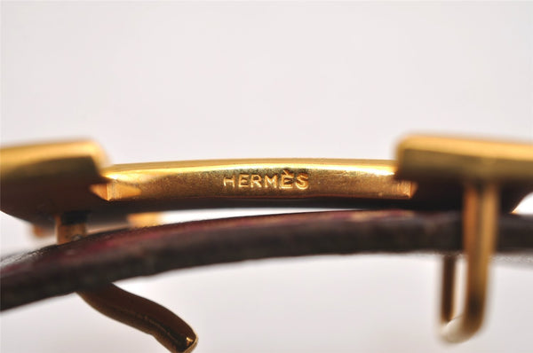 Auth HERMES Mini Constance Leather Belt 58-66cm 22.8-26" Bordeaux Brown 3665J