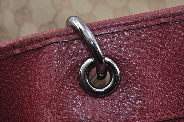 Authentic GUCCI Eclipse Shoulder Tote Bag GG Canvas Leather 120840 Beige 3666I