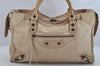 Auth BALENCIAGA Classic The City 2Way Hand Bag Leather 115748 Cream White 3666K