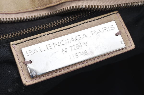 Auth BALENCIAGA Classic The City 2Way Hand Bag Leather 115748 Cream White 3666K