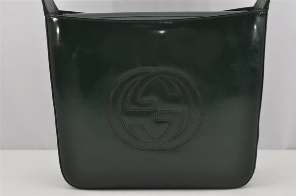 Authentic GUCCI Vintage Shoulder Hand Bag Purse Enamel Green Junk 3667J