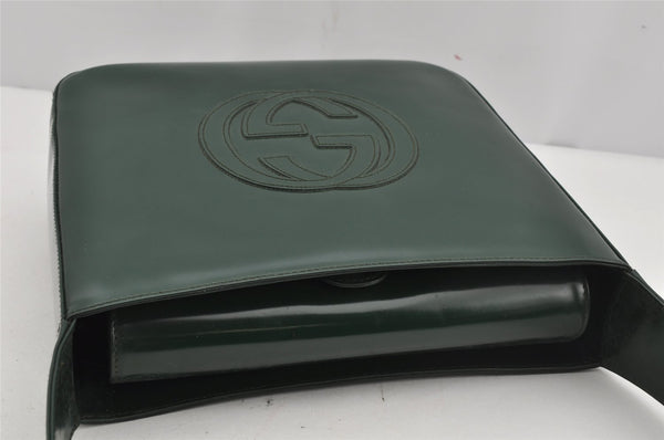 Authentic GUCCI Vintage Shoulder Hand Bag Purse Enamel Green Junk 3667J