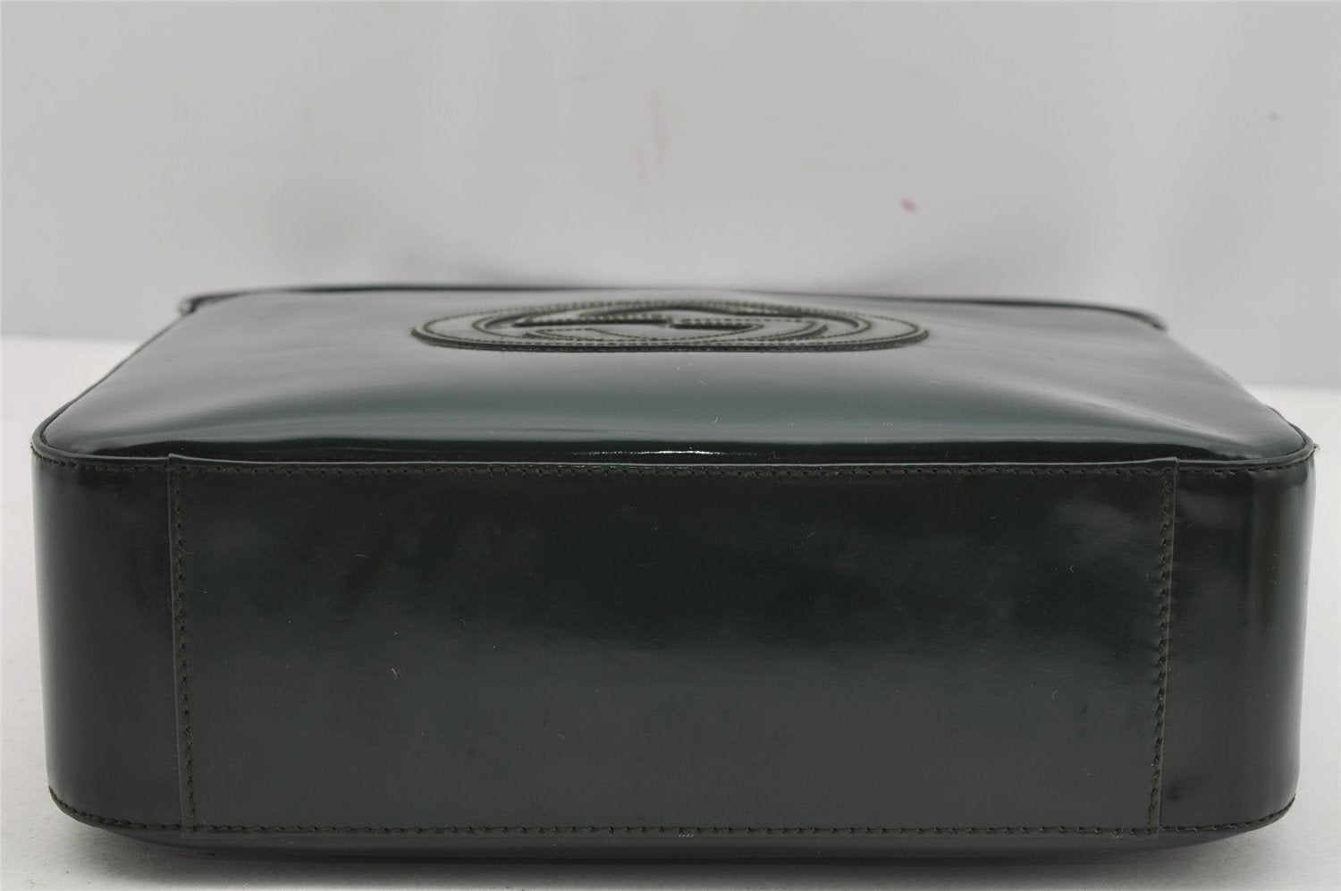 Authentic GUCCI Vintage Shoulder Hand Bag Purse Enamel Green Junk 3667J