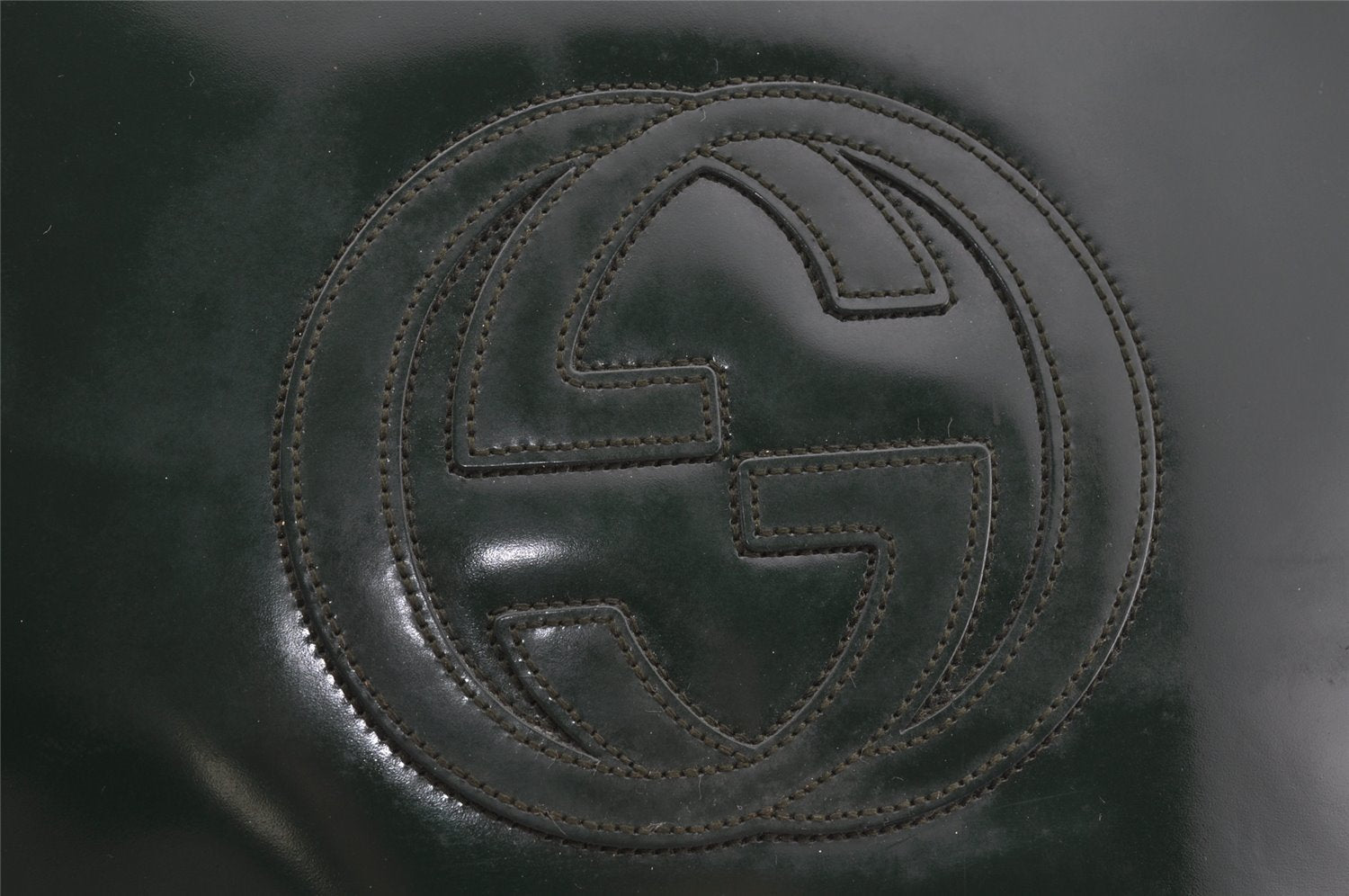 Authentic GUCCI Vintage Shoulder Hand Bag Purse Enamel Green Junk 3667J