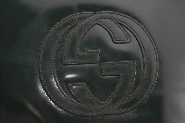 Authentic GUCCI Vintage Shoulder Hand Bag Purse Enamel Green Junk 3667J