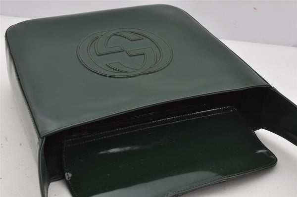 Authentic GUCCI Vintage Shoulder Hand Bag Purse Enamel Green Junk 3667J