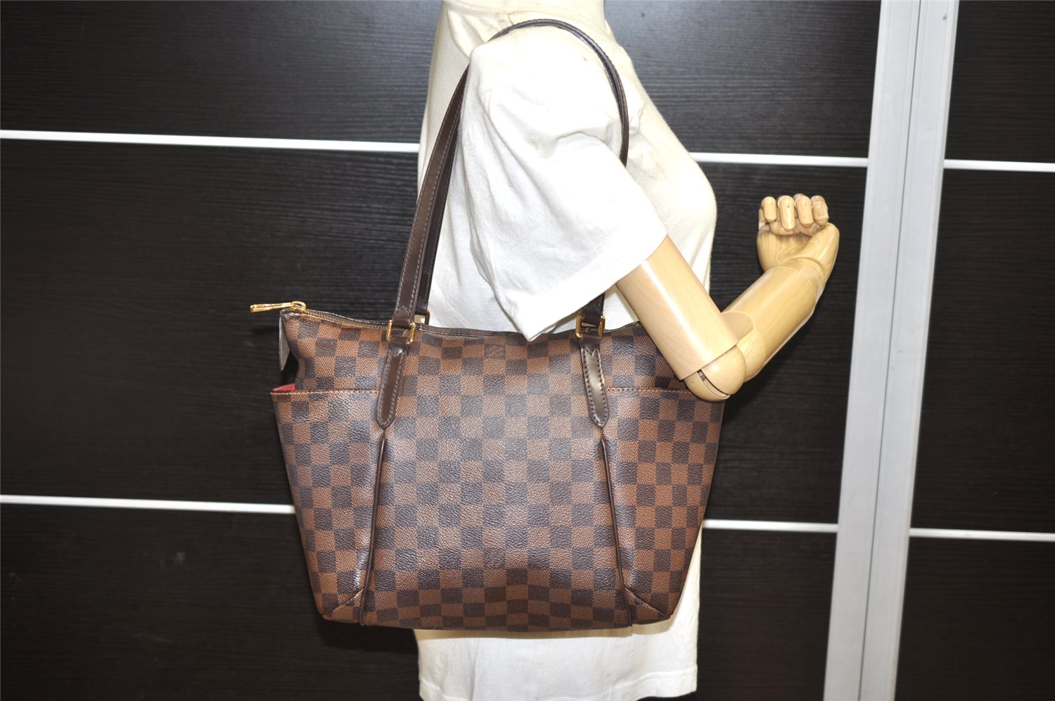 Authentic Louis Vuitton Damier Totally PM Shoulder Tote Bag N41282 LV 3668K