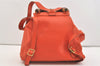 Authentic GUCCI Vintage Bamboo Drawstring Backpack Leather Orange 3669J
