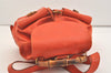 Authentic GUCCI Vintage Bamboo Drawstring Backpack Leather Orange 3669J