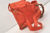 Authentic GUCCI Vintage Bamboo Drawstring Backpack Leather Orange 3669J