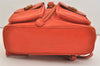 Authentic GUCCI Vintage Bamboo Drawstring Backpack Leather Orange 3669J
