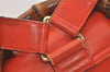Authentic GUCCI Vintage Bamboo Drawstring Backpack Leather Orange 3669J