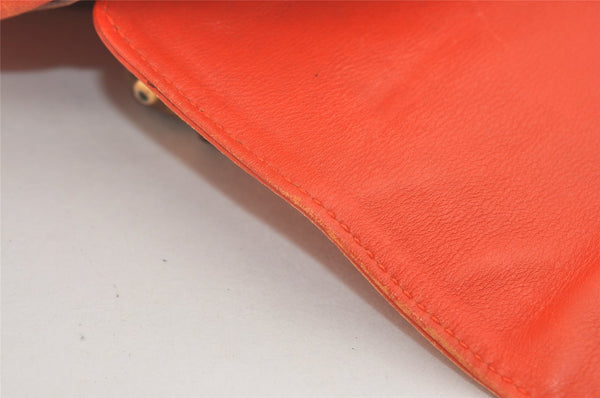 Authentic GUCCI Vintage Bamboo Drawstring Backpack Leather Orange 3669J