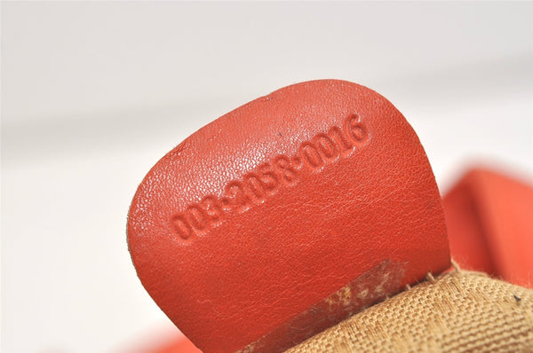 Authentic GUCCI Vintage Bamboo Drawstring Backpack Leather Orange 3669J