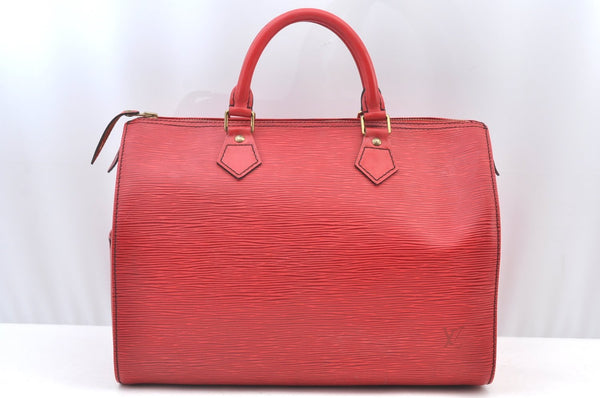Authentic Louis Vuitton Epi Speedy 30 Hand Boston Bag Red M43007 LV 3670H