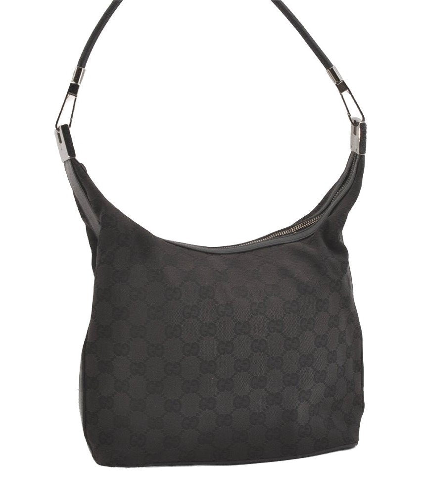Authentic GUCCI Shoulder Hand Bag Purse GG Canvas Leather 01234 Black 3670J