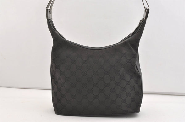 Authentic GUCCI Shoulder Hand Bag Purse GG Canvas Leather 01234 Black 3670J