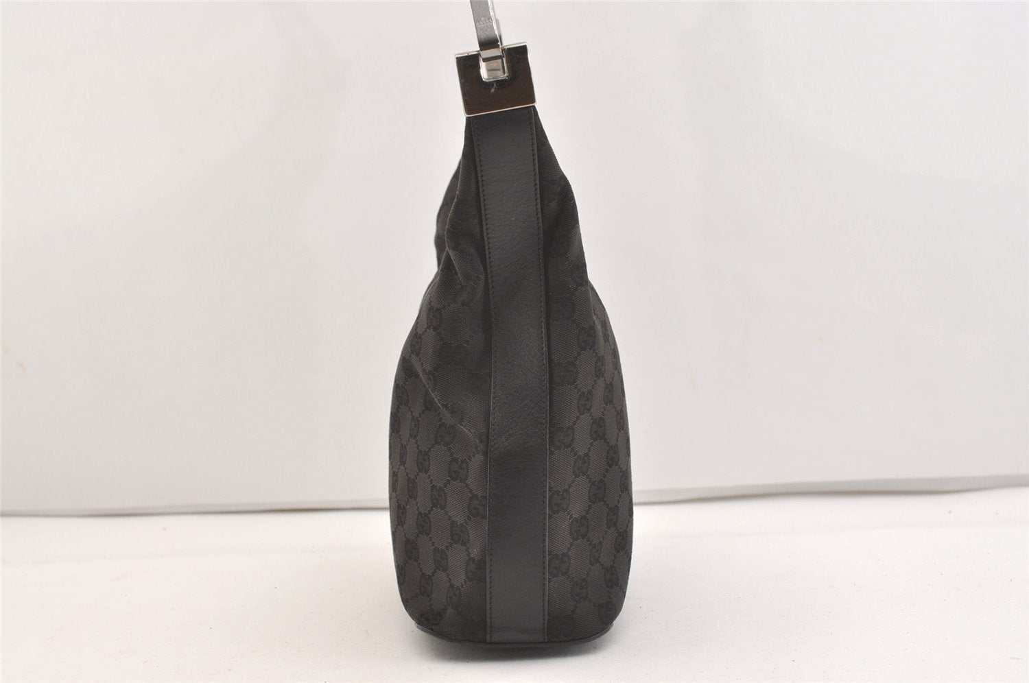 Authentic GUCCI Shoulder Hand Bag Purse GG Canvas Leather 01234 Black 3670J